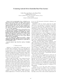 Evaluating Android OS for Embedded Real-Time Systems