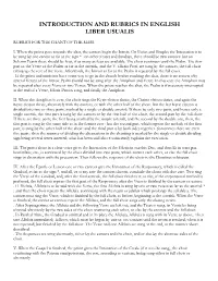 Introduction and Rubrics in English Liber Usualis