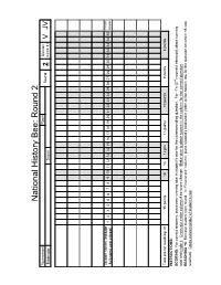 National History Bee: Round 2 Tournament Room Division Round Moderator Scorer 2 (Circle 1) V JV