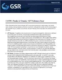 COTW: Punks & Dunks: NFT Volumes Soar