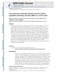 Immunotoxicity and Allergic Potential Induced by Topical Application of Dimethyl Carbonate (DMC) in a Murine Model