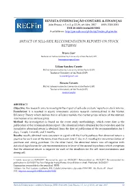 Impact of Sell-Side Reccomendation Reports on Stock Returns