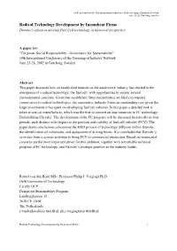 Radical Technology Development by Incumbent Firms Daimler's Efforts to Develop Fuel Cell Technology in Historical Perspective