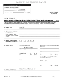 Voluntary Petition for Non-Individuals Filing for Bankruptcy 04/20 If More Space Is Needed, Attach a Separate Sheet to This Form