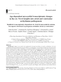 Age-Dependent Myocardial Transcriptomic Changes in the Rat