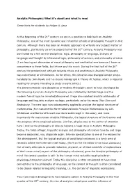 Analytic Philosophy: What It's About and What to Read