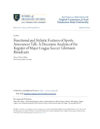 Functional and Stylistic Features of Sports Announcer Talk: A