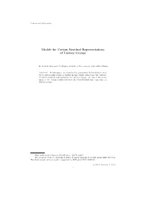 Models for Certain Residual Representations of Unitary Groups