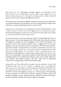 3 July 2020 Once More, We, the Undersigned, Strongly Register Our