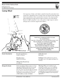 Camp Muir LA 7684Ft R R G OHANAPECOSH C P E a 2342M Ie V La TC C a C PA RK H a E Only Experienced Hikers and Climbers Should Attempt This Unmarked Route