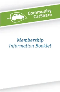 Community Carshare Membership Information Booklet