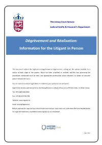 Dégrèvement and Réalisation Information for the Litigant in Person