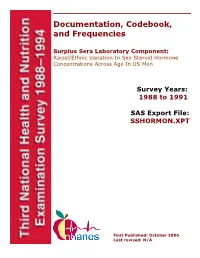 Documentation, Codebook, and Frequencies