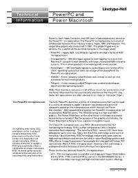 Powerpc and Power Macintosh L Technical Information