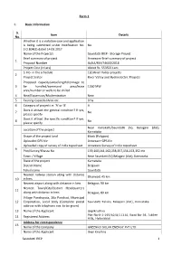 Saundatti IREP 1 Form 1 I. Basic Information S. No. Item Details Whether It Is a Violation Case and Application Is Being Submitt