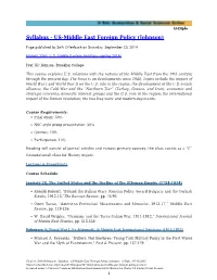 Syllabus - US-Middle East Foreign Policy (Johnson)