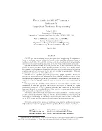 User's Guide for SNOPT Version 7: Software for Large-Scale Nonlinear