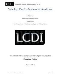 Volatility: Part 2 – Malware in Hiberfil.Sys
