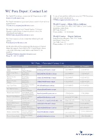 WC Peru Depot | Contact List
