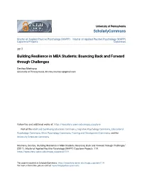 Building Resilience in MBA Students: Bouncing Back and Forward Through Challenges