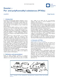 Dossier – Per- and Polyfluoroalkyl Substances (Pfass)