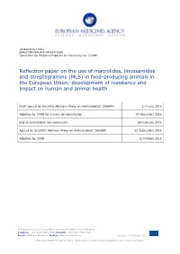 Reflection Paper on the Use of Macrolides, Lincosamides And
