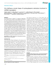 Unr Defines a Novel Class of Nucleoplasmic Reticulum Involved In