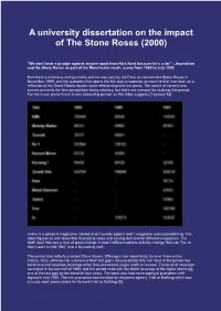 A University Dissertation on the Impact of the Stone Roses (May 2000)