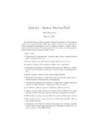 Algebraic Function Fields
