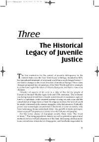 Chapter 3. the Historical Legacy of Juvenile Justice