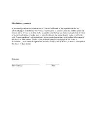Distribution Agreement in Presenting This Thesis Or Dissertation As A
