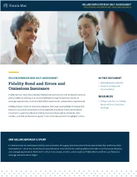 Fidelity Bond and Errors and Omissions Insurance