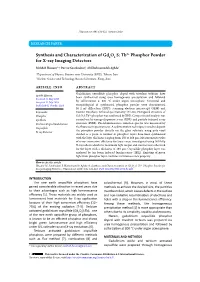 Tb3+ Phosphor Powder for X-Ray Imaging Detectors 2 2