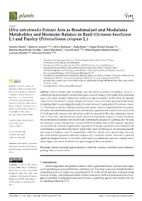 Ulva Intestinalis Extract Acts As Biostimulant and Modulates Metabolites and Hormone Balance in Basil (Ocimum Basilicum L.) and Parsley (Petroselinum Crispum L.)