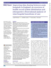 Improving Data Sharing Between Acute Hospitals in England