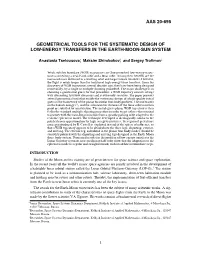 Aas 20-695 Geometrical Tools for the Systematic Design of Low-Energy