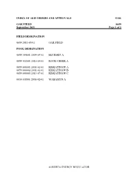 Alberta Energy Regulator Index of Aer Orders and Approvals Ogs
