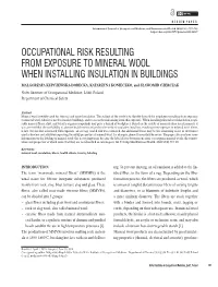 Occupational Risk Resulting from Exposure to Mineral Wool When