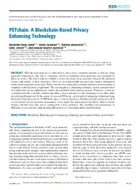 Petchain: a Blockchain-Based Privacy Enhancing Technology