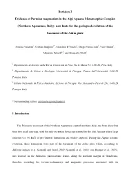 Revision 2 Evidence of Permian Magmatism in the Alpi Apuane Metamorphic Complex