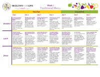 Traditional Menu First Part Second Part Day 1 Day 2 Day 3 Day 4 Day 5 Day 6 Day 7