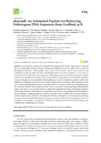 An Automated Pipeline for Retrieving Orthologous DNA Sequences from Genbank in R