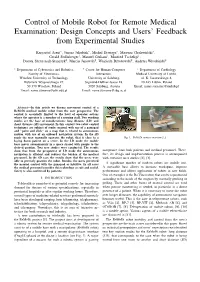 Control of Mobile Robot for Remote Medical Examination: Design Concepts and Users’ Feedback from Experimental Studies