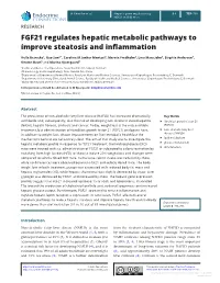 FGF21 Regulates Hepatic Metabolic Pathways to Improve Steatosis and Inflammation