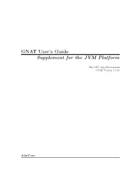 GNAT User's Guide Supplement for the JVM Platform
