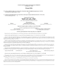 NOVAVAX, INC. (Exact Name of Registrant As Specified in Its Charter)