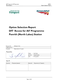 Option Selection Report Dft 'Access for All' Programme Penrith