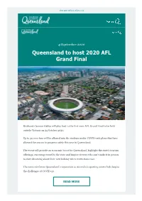 Queensland to Host 2020 AFL Grand Final