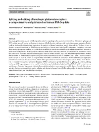 Splicing and Editing of Ionotropic Glutamate Receptors: a Comprehensive Analysis Based on Human RNA‑Seq Data