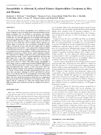 Susceptibility to Aflatoxin B1-Related Primary Hepatocellular Carcinoma in Mice and Humans